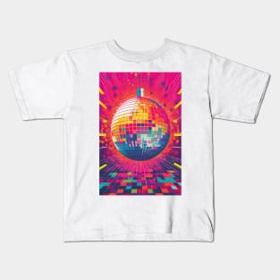 Retro Disco Ball in Pink - Trendy 80s Style T-Shirt Design Kids T-Shirt